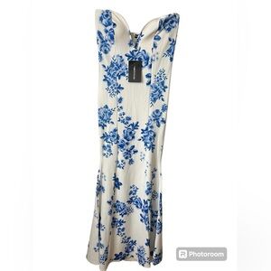 PRETTYLITTLETHING Prom Bridesmaids Dress White Porcelain Fishtail, Size 14, NWT